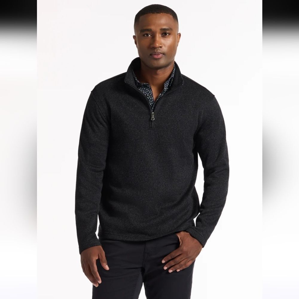 Robert Graham Kenwood Long Sleeve Quarter Zip Sweater Black Size M